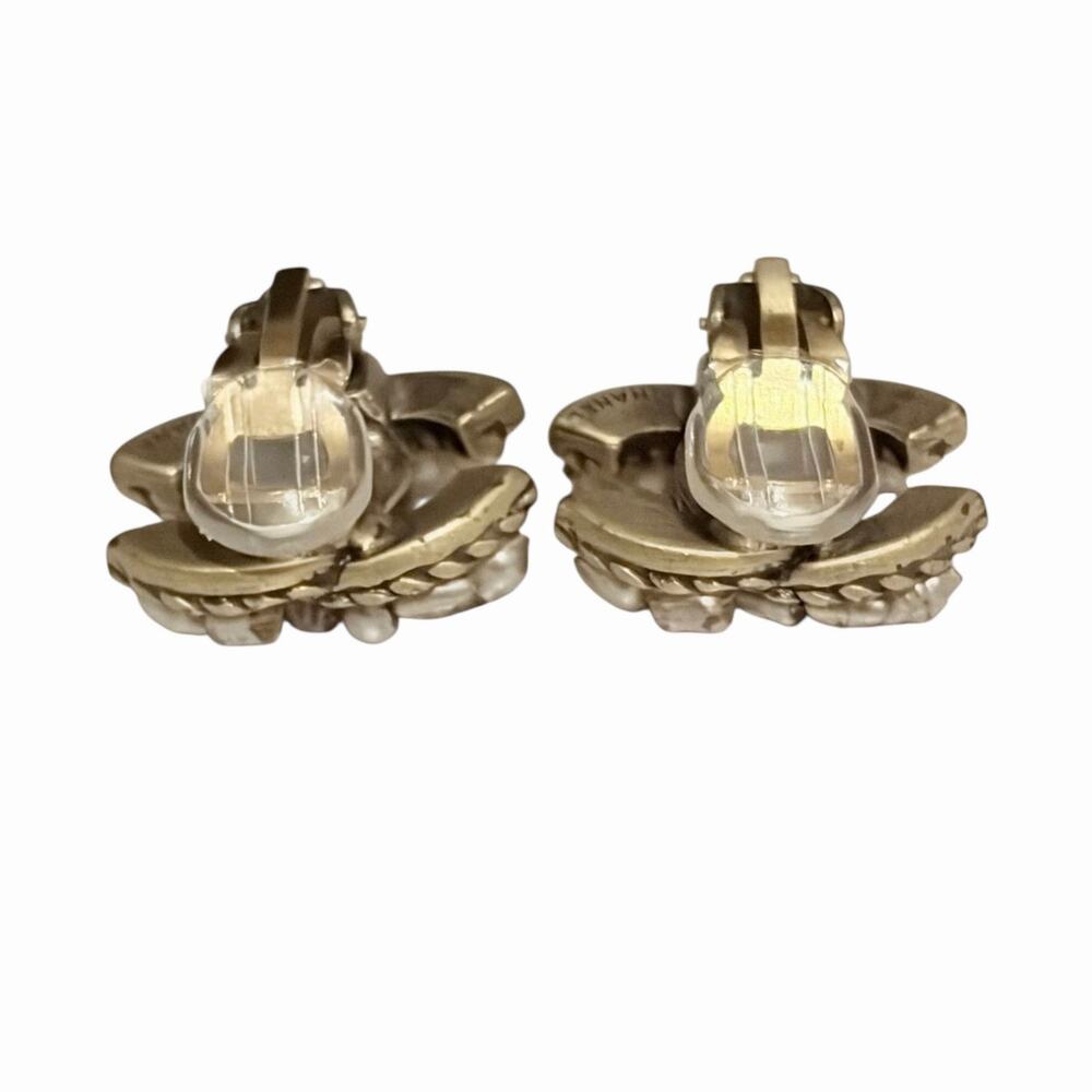 Chanel CC Pearl Clip-On Earrings | Matte Brass | Stamped | Boxed w/ Bag & COA - Picture 10 of 15